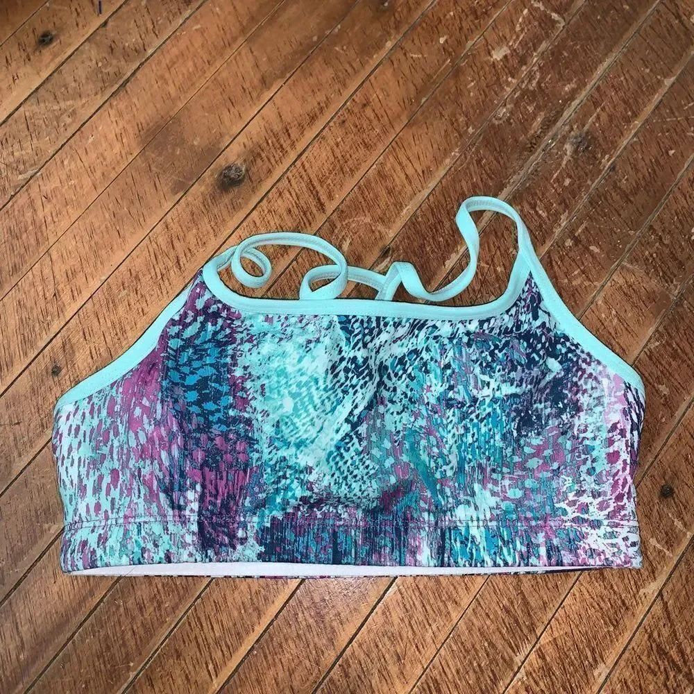 Fabletics purple and blue strappy S athletic workout bra